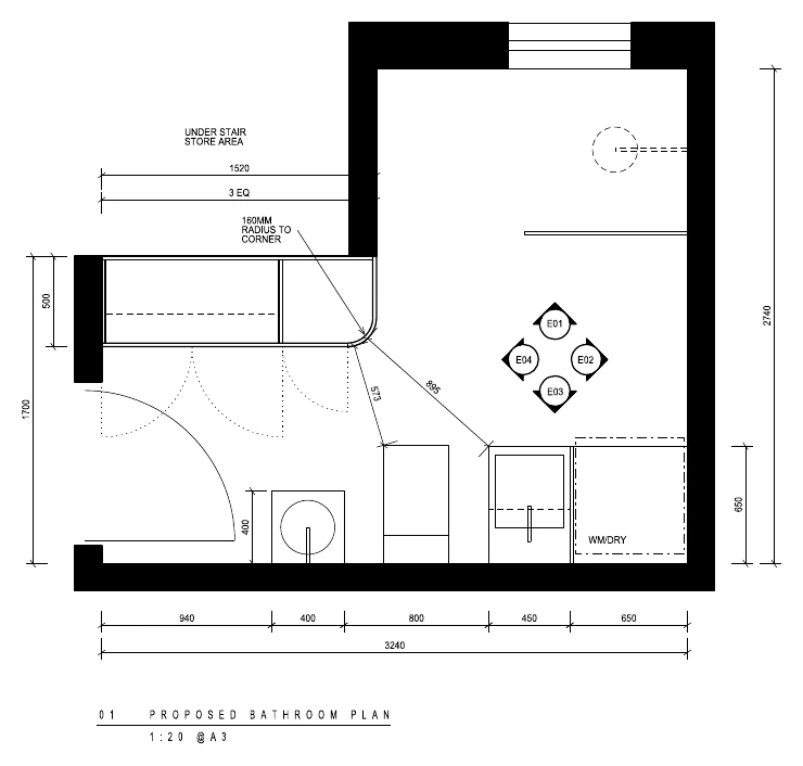 Proposed bathroom and laundry plan