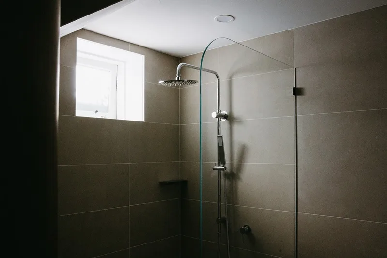 Completed shower in the second bathroom and laundry